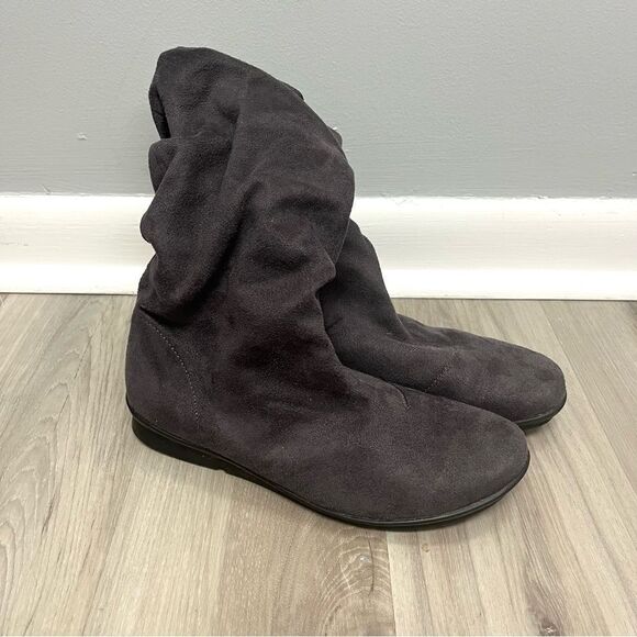 bussola Shoes - Bussola Boots Women’s 37 Combia 1560 Grey Suede Mid-High Scrunch Winter